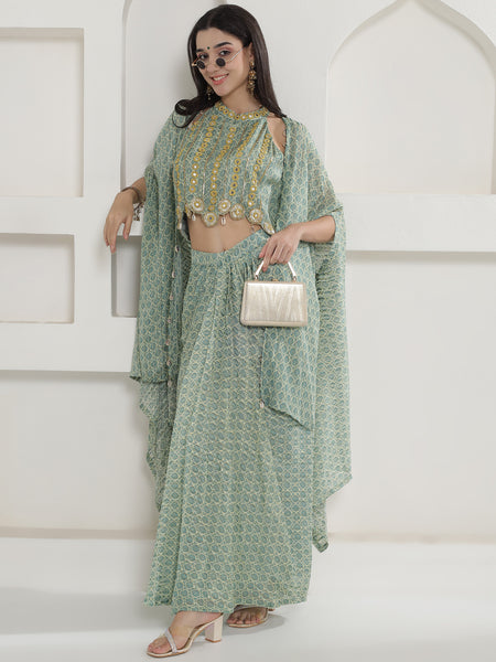 Vaidehi Kaudi-Kanchan Cape Set-WRKS251