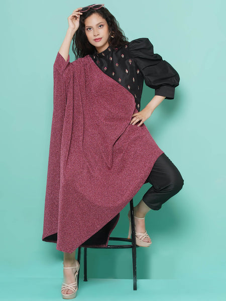 Pink And Black Kaftan Set-WRK112