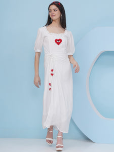 White Rayon Crepe Dress-WRK481