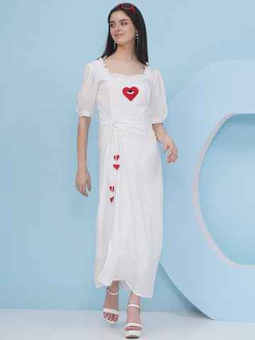 White Rayon Crepe Dress-WRK481