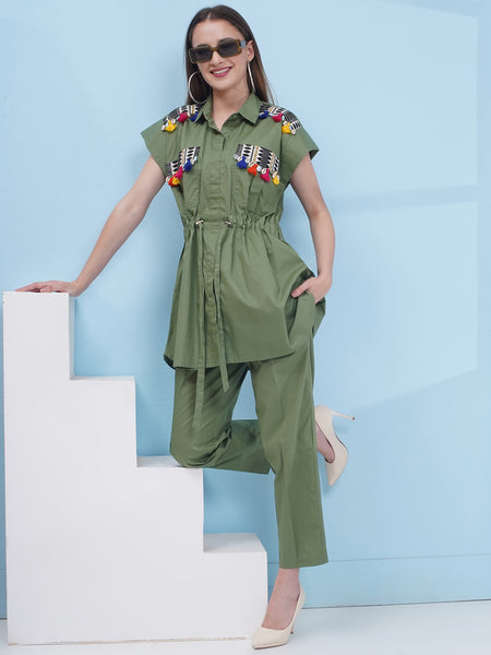 Olive Green Shirt with Pants-WRKS173