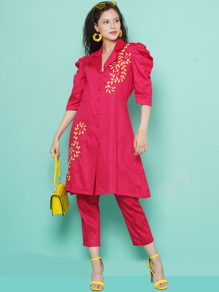 Pink Cotton Silk Coord Set-WRKS110