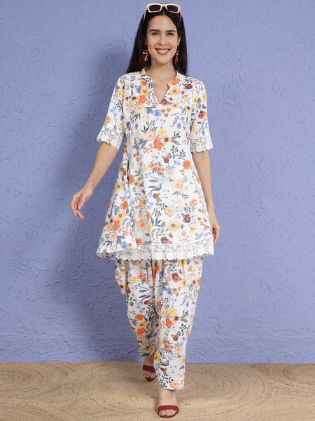 Floral Pure Cotton Farshi Salwar Co-ord Set-WRKS269