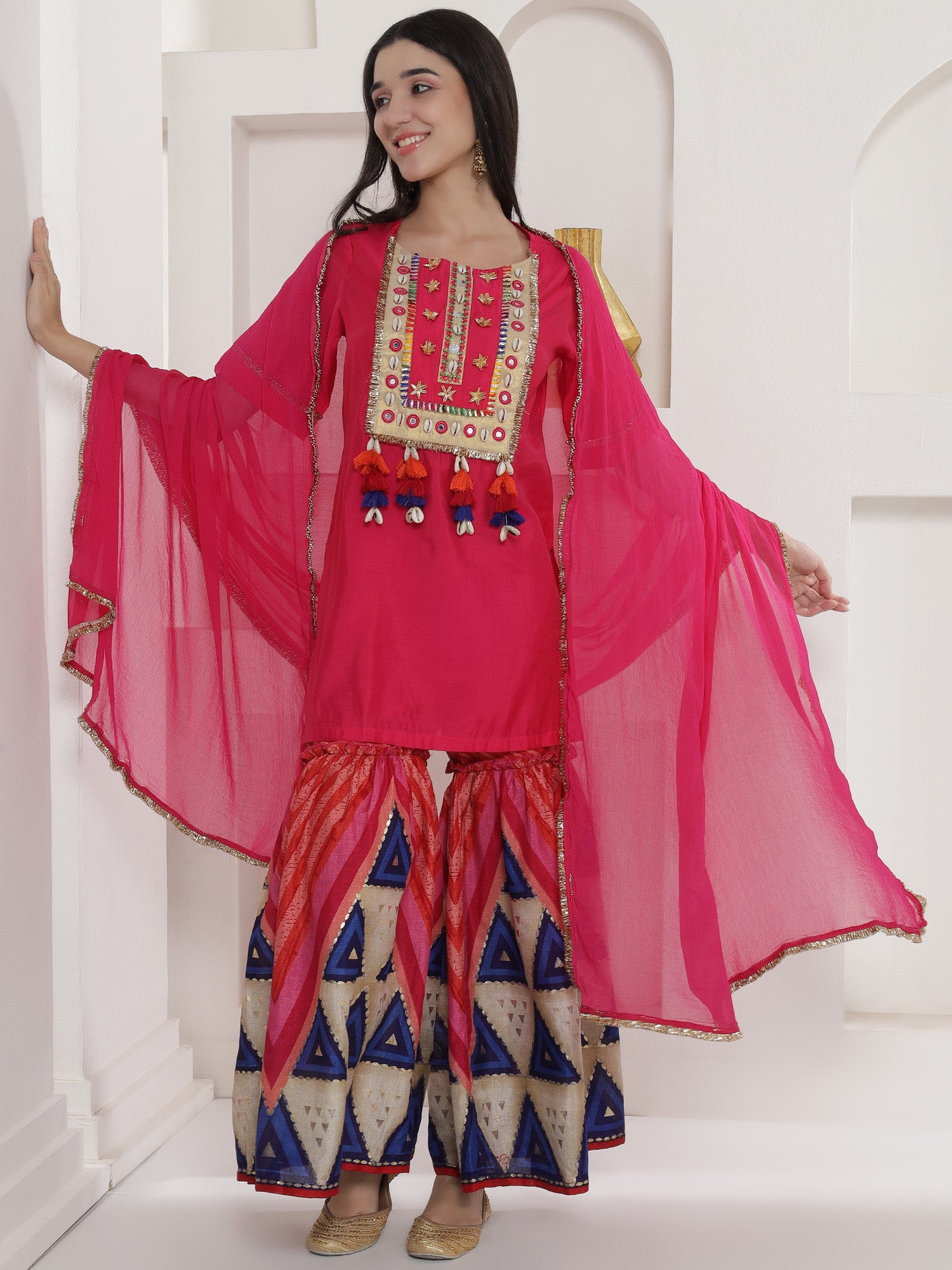 Rangriti Mirror Muslin Sharara Suit Set-WRS013