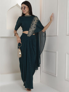 Yamika Teal Drape Set-WRKS252