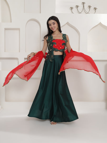 Raagvi Hand-Embellished Silk Lehenga Set