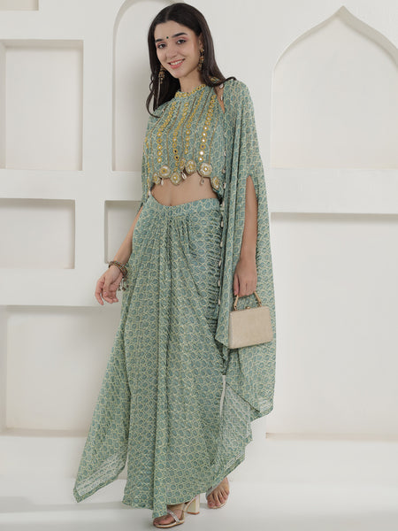 Vaidehi Kaudi-Kanchan Cape Set-WRKS251