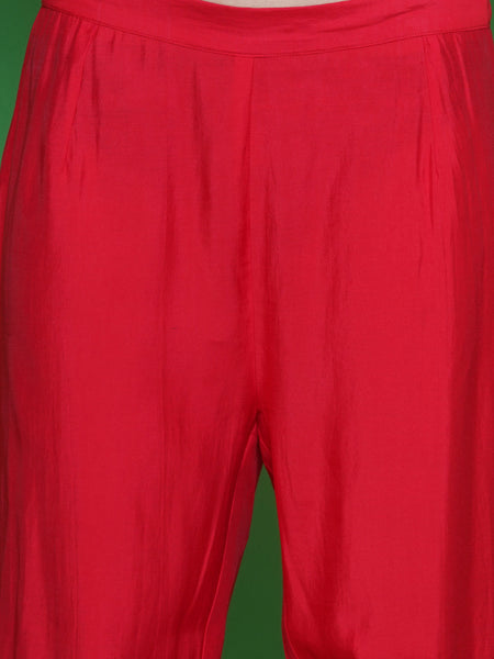 Red Muslin Hand Embellished Drape Set-WRKS129R