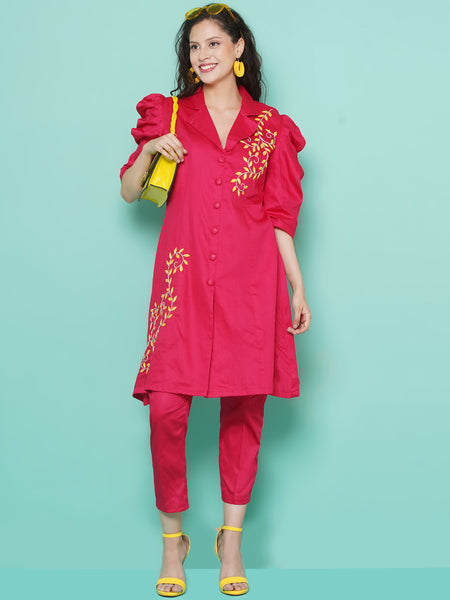 Pink Cotton Silk Coord Set-WRKS110