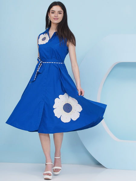 Royal Blue Cotton Dress-WRKS480