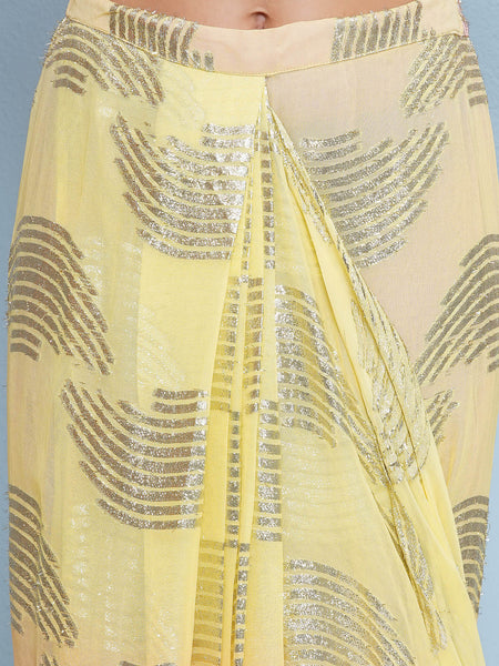 Pink and Yellow drape skirt Kaftaan with Top-WRKS198