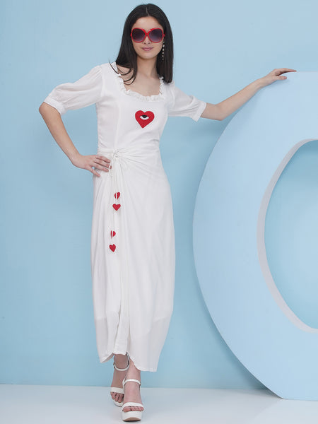 White Rayon Crepe Dress-WRK481