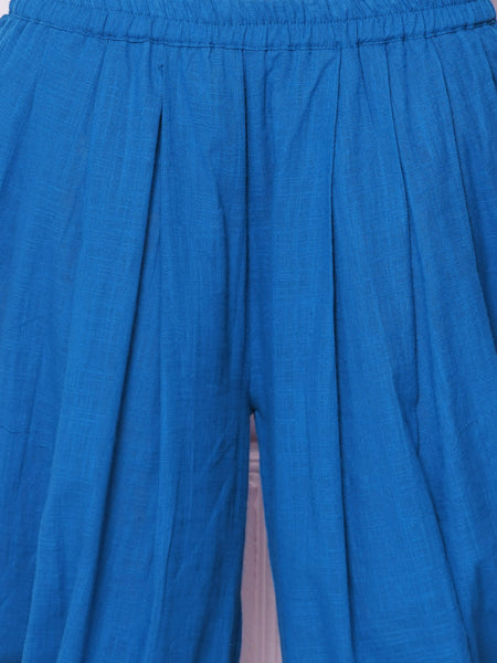 Blue Mirror Embroidered Kurta with Salwaar And Potli-WRKS156B