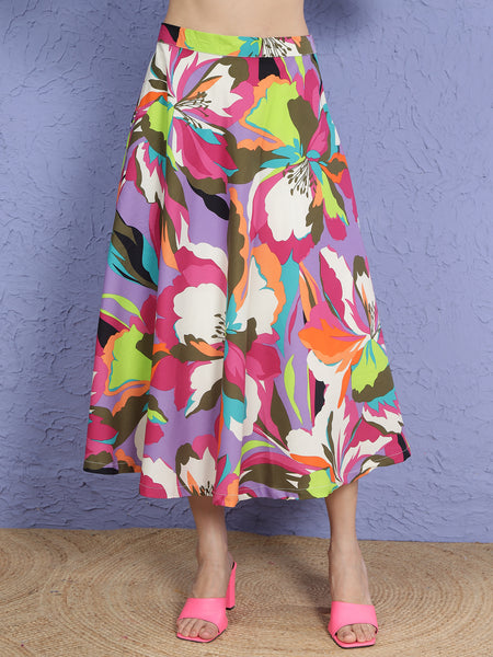 Poplin Printed Skirt & Top Co-ord Set-WRKS271