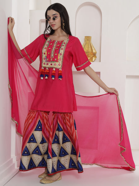 Rangriti Mirror Muslin Sharara Suit Set-WRS013