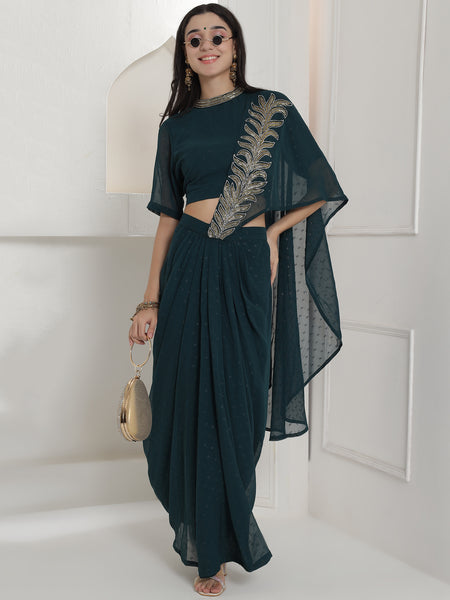 Yamika Teal Drape Set-WRKS252