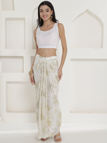 Falak Ivory Zari Ensemble – Cape & Skirt Set-WRKS250