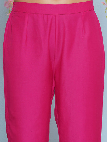 Orange And Pink Dual Tone Hand Embellished Kaftaan with Pants-WRKS197