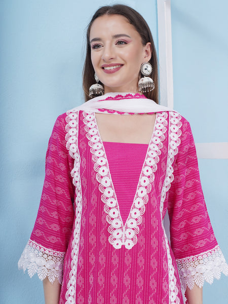 PinkCotton Kantha Suit with Dupatta-WRS005