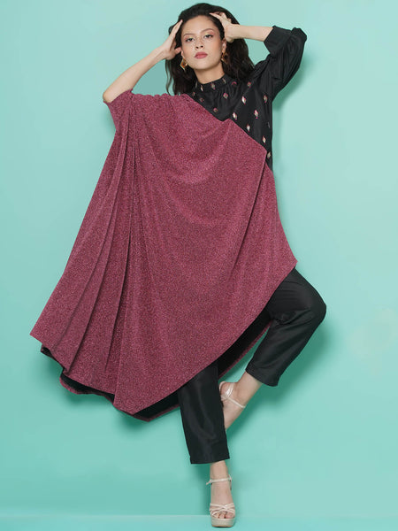 Pink And Black Kaftan Set-WRK112