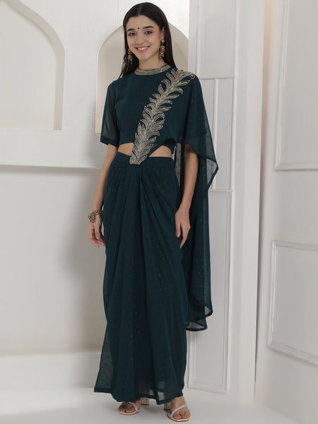 Yamika Teal Drape Set-WRKS252
