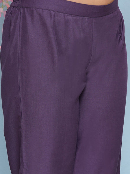 Mauve Hand Embellished Jacket with Inner and pant-WRKS200