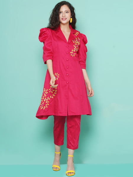 Pink Cotton Silk Coord Set-WRKS110