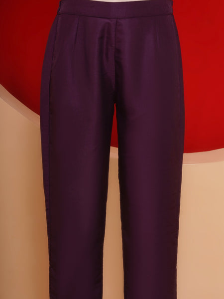 Purple Hand Embellished Kurta Set-WRKS186