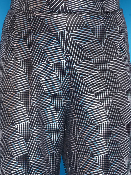 Black Velvet Hand Embellished Kaftaan with Metallic Pants-WRKS142