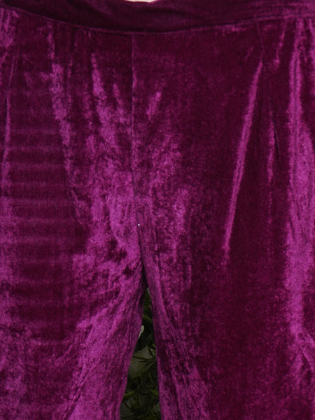 Wine Velvet Hand Embellished Kaftaan with Pants-WRK135