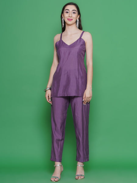 Mauve Muslin set with hand embellished Jacket-WRKS128M