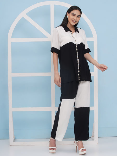 Black & White Hand Embellished Coord Set-WRKS177