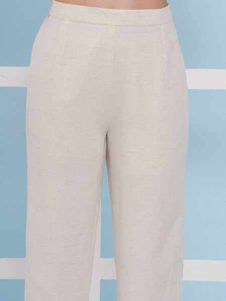 Off White Cotton Flex Coord Set-WRKS178