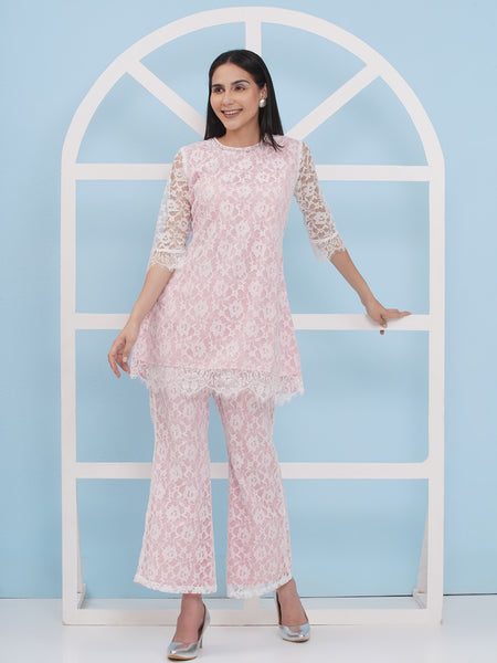 Embroidered Net Coord Set-WRKS179