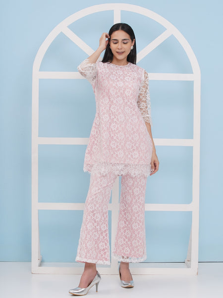 Embroidered Net Coord Set-WRKS179