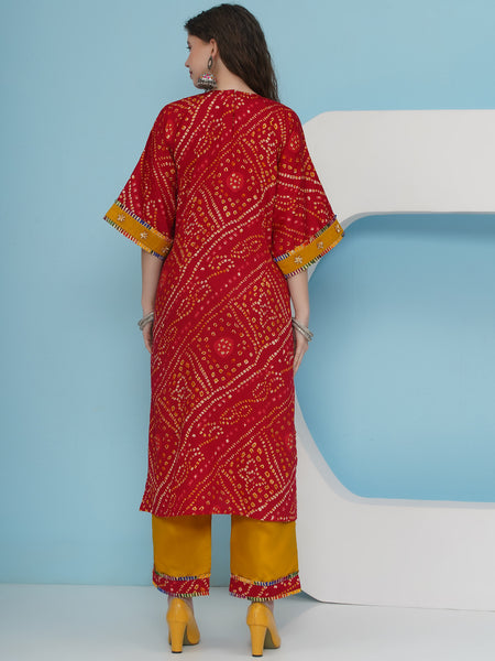 Red Bhandhani Choga Set-WRKS224