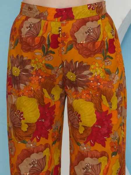 Mustard printed hand embellished Coord Set-WRKS225