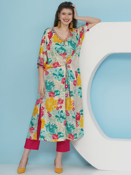 White printed hand embellished Choga Set-WRKS226