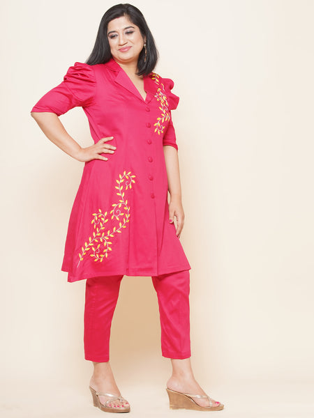 Pink Cotton Silk Coord Set-WRKS110