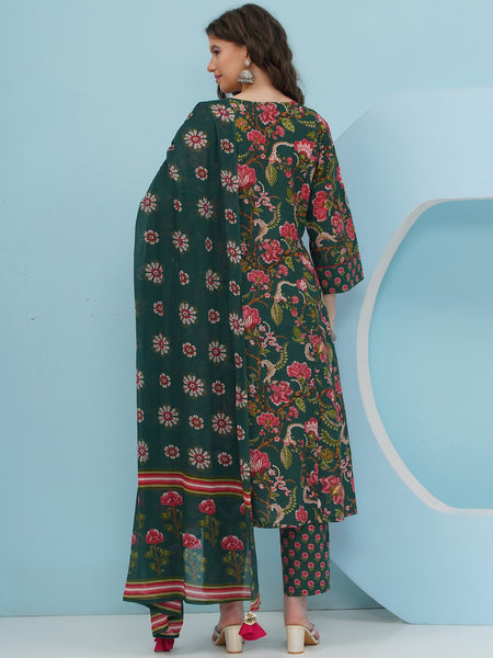 Green Cotton Suit Set-WRS008