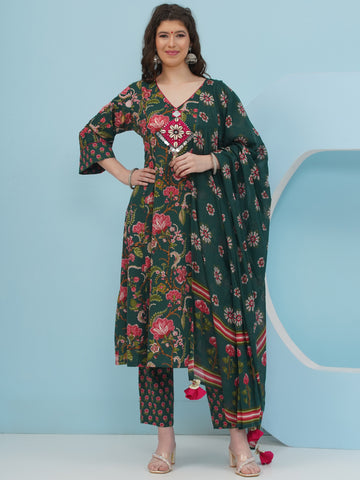 Green Cotton Suit Set-WRS008