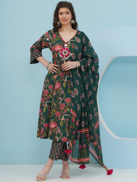 Green Cotton Suit Set-WRS008