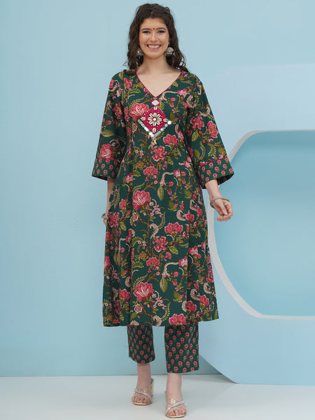 Green Cotton Suit Set-WRS008