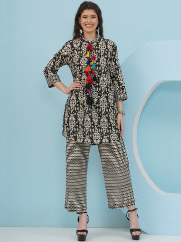 Black And White Printed Coord Set-WRKS233