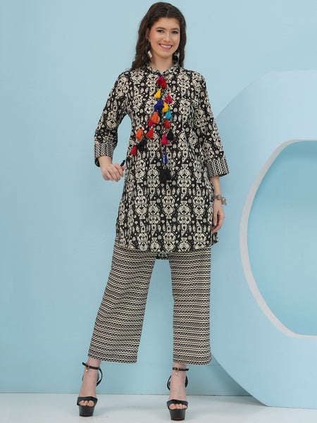 Black And White Printed Coord Set-WRKS233