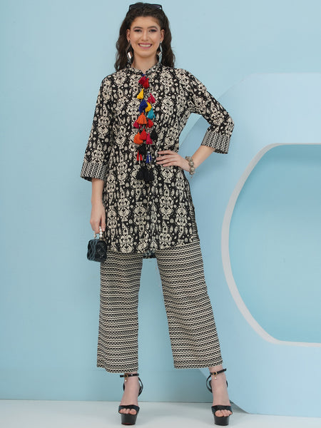 Black And White Printed Coord Set-WRKS233