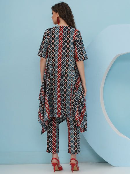 Ikkat Cotton Printed Coord Set-WRKS236