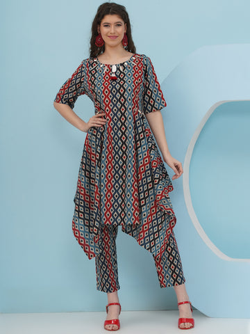 Ikkat Cotton Printed Coord Set-WRKS236