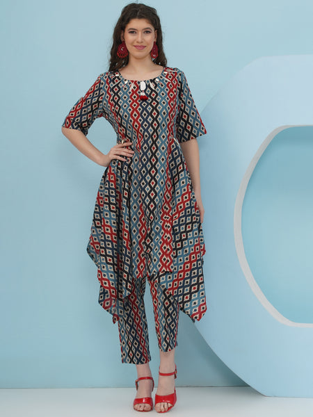 Ikkat Cotton Printed Coord Set-WRKS236