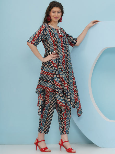 Ikkat Cotton Printed Coord Set-WRKS236